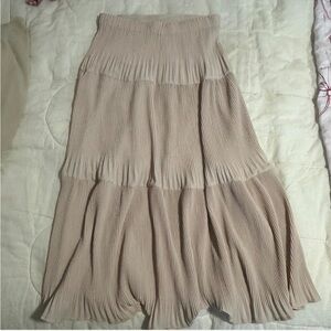 Pleated Beige Midi Skirt